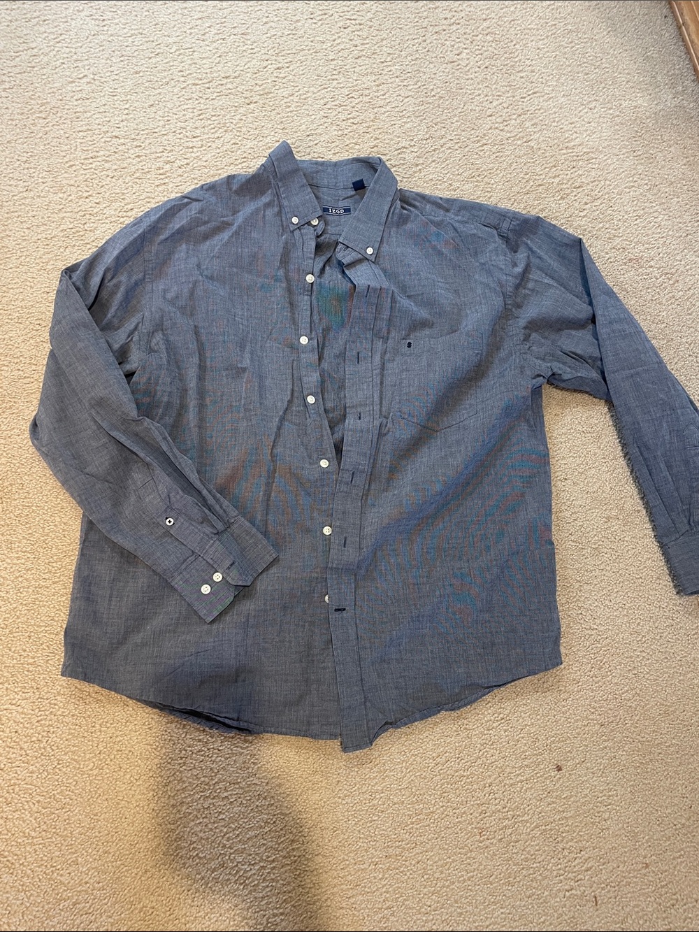 Izod Men's Heathered Navy Button-Down Shirt